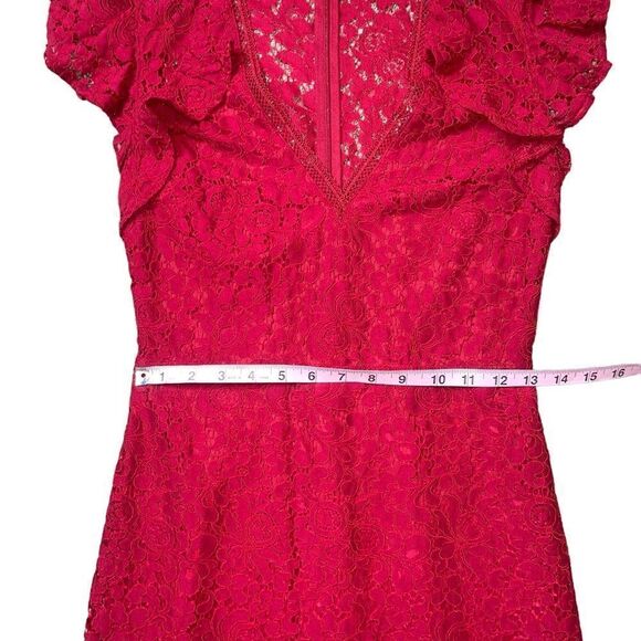 Express Red Lace Midi Dress - Picture 13 of 16